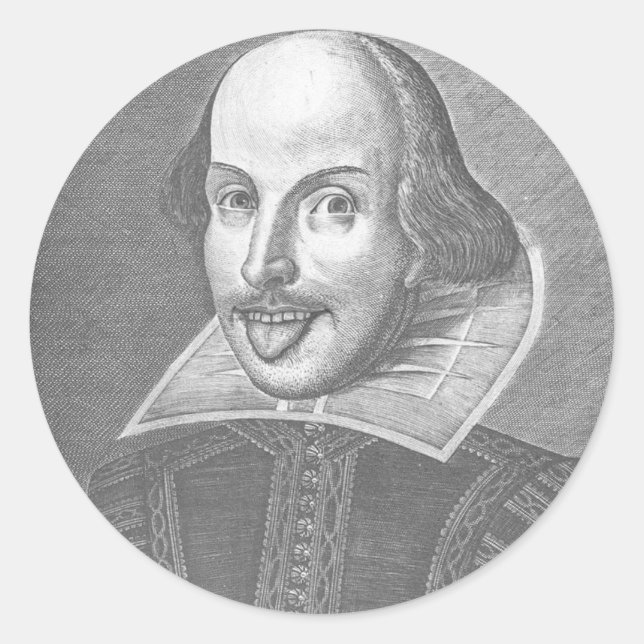Wacky Shakespeare Runder Aufkleber (Vorderseite)