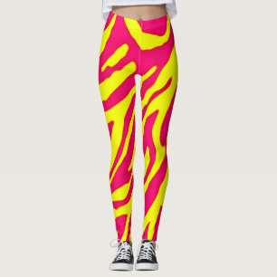 Wacky Zebra Stripes die rosa u. gelben Leggings