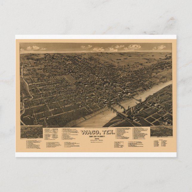 Waco Texas 1886 Postkarte (Vorderseite)