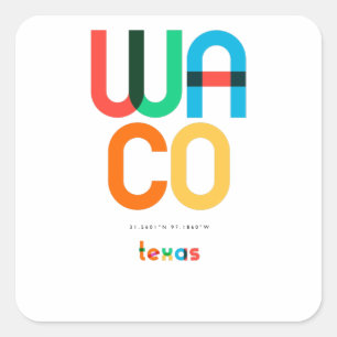Waco Texas Mid Century, Pop Art, Quadratischer Aufkleber
