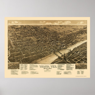 Waco, TX Panorama Karte - 1886 Poster