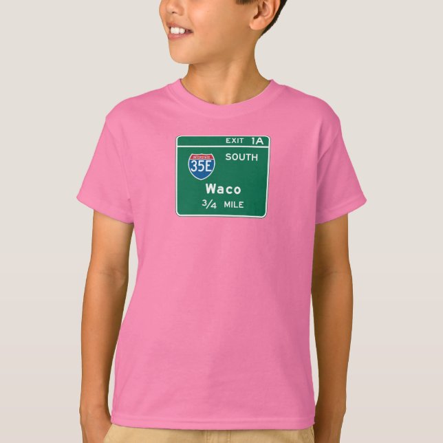Waco, TX Road Sign T-Shirt (Vorderseite)