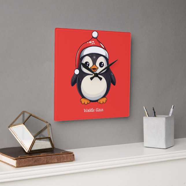 Waddle Claus Quadratische Wanduhr (Büro)