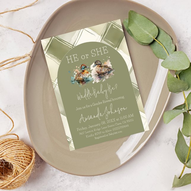 Waddle ist die Genderoffenbarung für grüne Mallard Einladung (Von Creator hochgeladen)