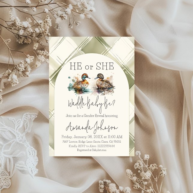 Waddle it's Mallard Duck Gender Reveal Einladung (Von Creator hochgeladen)