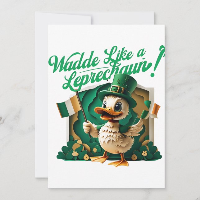 Waddle Like a Leprechaun" St. Patrick's Day Party Einladung (Vorderseite)