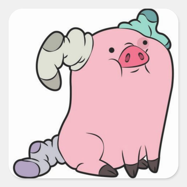 Waddles in socks quadratischer aufkleber (Vorderseite)