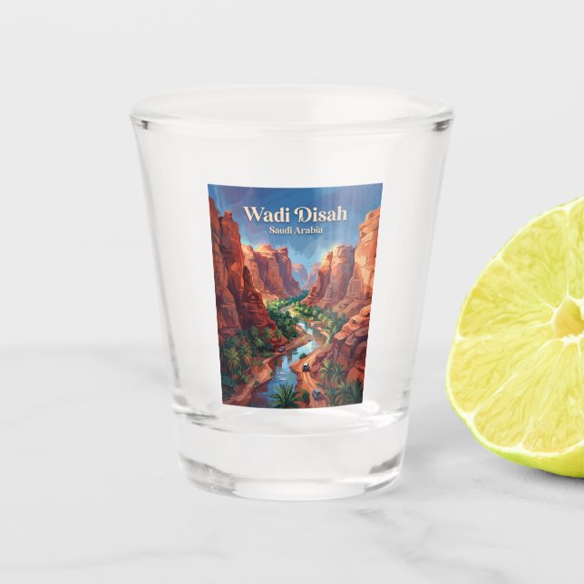 Wadi Disah Saudi-Arabien Schnapsglas (Vorderseite)
