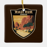 Wadi Rum Jordan Reisen Vintag Keramikornament<br><div class="desc">Wadi Rum Vektorgrafik. Auch bekannt als das Tal des Mondes ist es ein Tal,  das in den Sandstein und Granitfelsen im Süden Jordaniens geschnitten ist.</div>