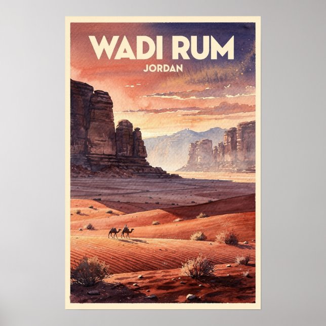 Wadi Rum Jordan Vintage Reise Poster (Vorne)