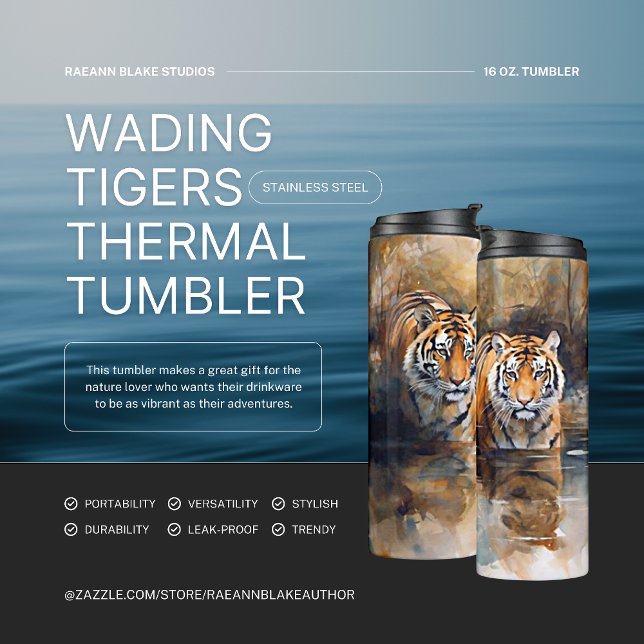 Wading Tigers Print Thermal Tumbler Thermosbecher (Von Creator hochgeladen)