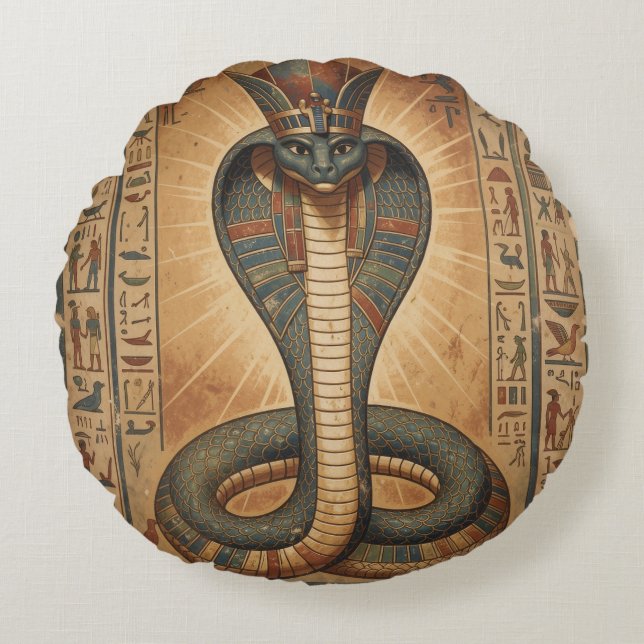 Wadjet – Ägyptische Schlangengöttin´7 Rundes Kissen (Vorderseite)