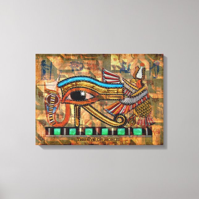 Wadjet - Auge des Horus auf Imitaten Papyrus Print Leinwanddruck (Vorderseite)