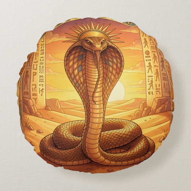 Wadjet – Egyptian Cobra Goddess´1 Rundes Kissen (Vorderseite)