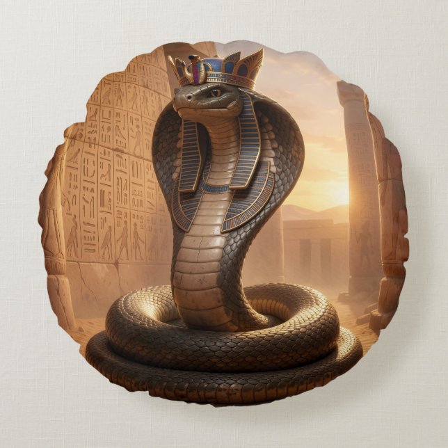 Wadjet – Egyptian Cobra Goddess´5 Rundes Kissen (Vorderseite)