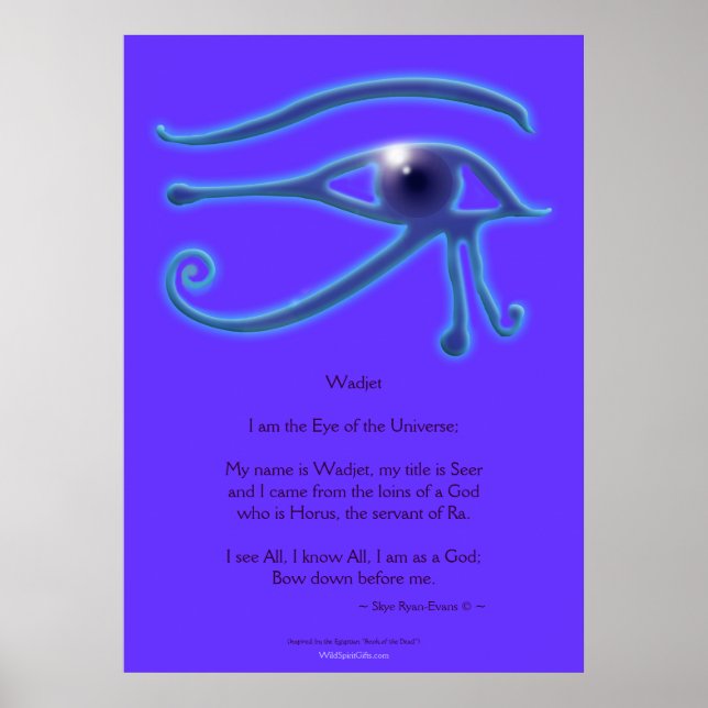 WADJET EYE & Gedicht Ägyptische Kunstdrucke Poster (Vorne)