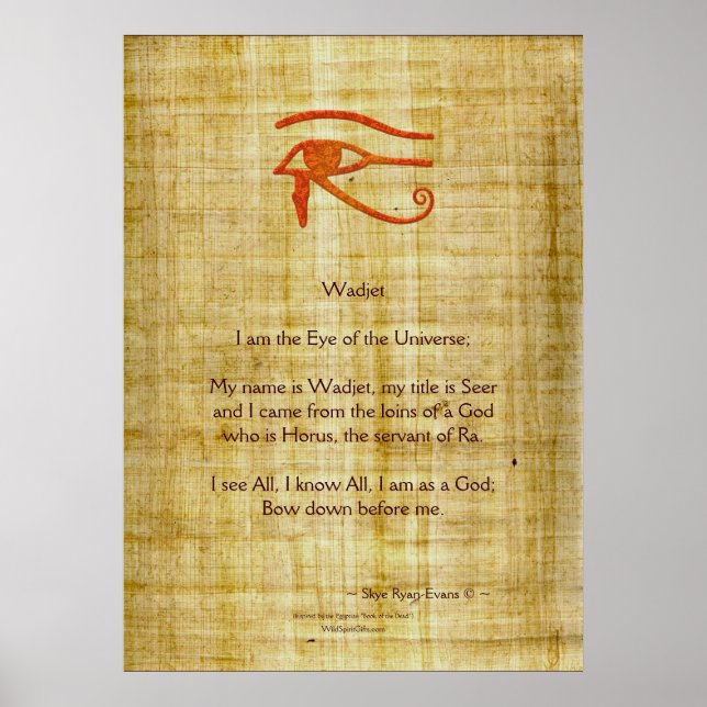 WADJET EYE OF RA & Gedicht Ägyptische Kunstdrucker Poster (Vorne)