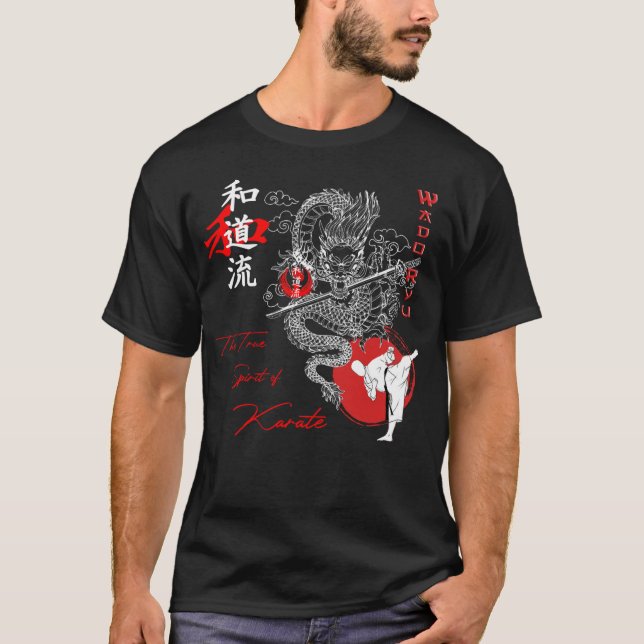 Wado Ryu Karate Der wahre Geist von Zanshin Art T  T-Shirt (Vorderseite)