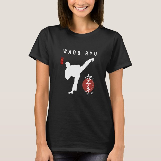 Wado Ryu Karate Instructor Japanisches Kanji Calli T-Shirt (Vorderseite)