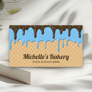 Waffel Blaue Frosting-Tropf-Pâtisserie Bäckerei Visitenkarte