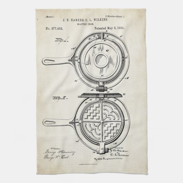 Waffel-Eisen-Patent-Druck-Tuch 1883 Handtuch (Vertikal)