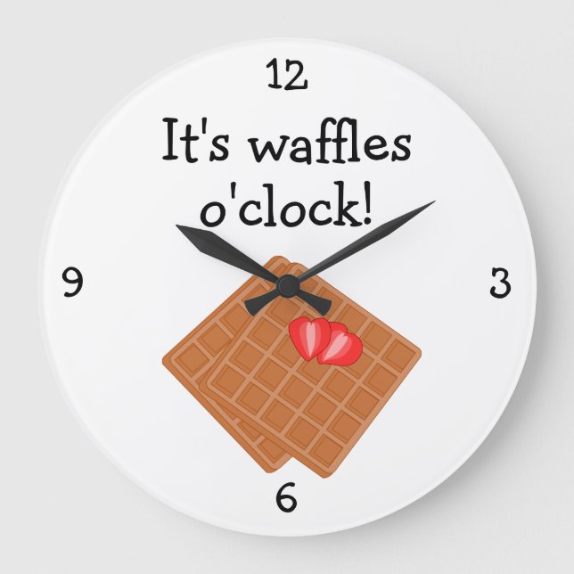 Waffel-Uhrspaß-Nahrungsmittelgraphik Große Wanduhr (Vorderseite)