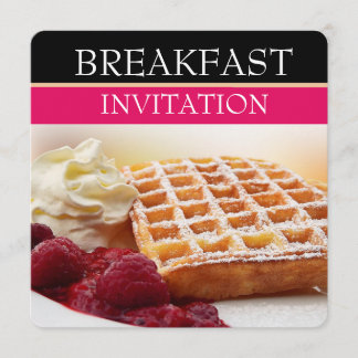 Waffel-und Himbeerfrucht-Frühstücks-Einladungen Einladung