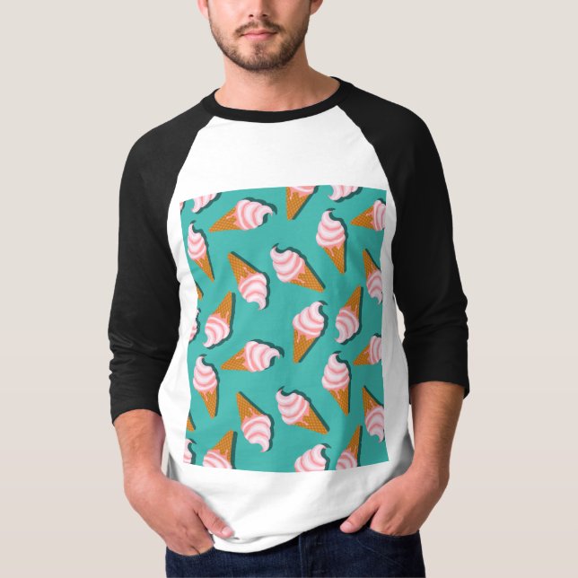 Waffelcones Eis und gefrorenes Joghurtmuster T T-Shirt (Vorderseite)