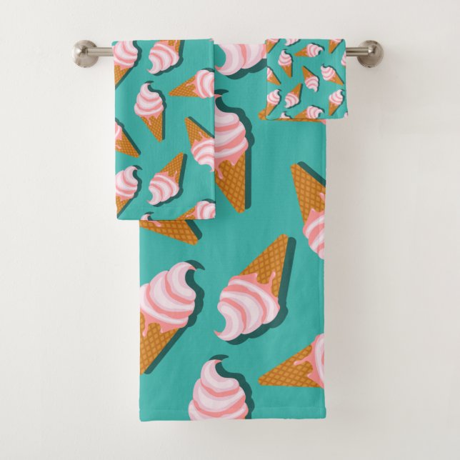 Waffelcones Eis und gefrorenes Jogurt-Muster Badhandtuch Set (Insitu)