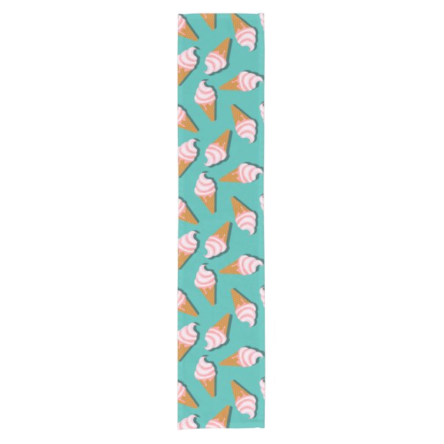 Waffelcones Eis und gefrorenes Jogurt-Muster Kurzer Tischläufer (Vorderseite)