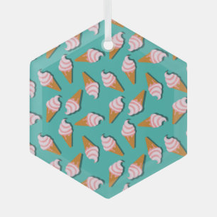 Waffelcones Eis und gefrorenes Jogurt-Muster Ornament Aus Glas