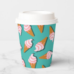 Waffelcones Eis und gefrorenes Jogurt-Muster Pappbecher