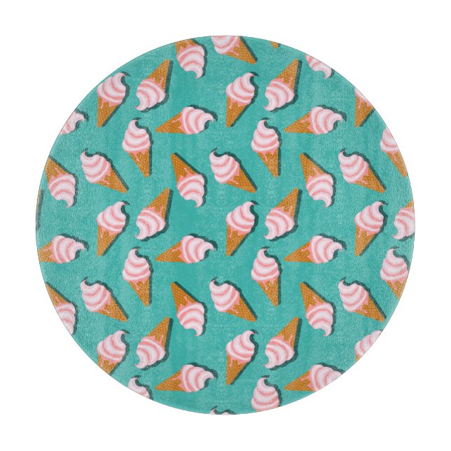 Waffelcones Eis und gefrorenes Jogurt-Muster Schneidebrett (Vorderseite)