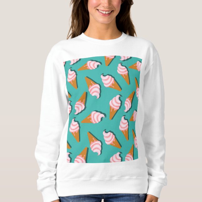 Waffelcones Eis und gefrorenes Jogurt-Muster Sweatshirt (Vorderseite)