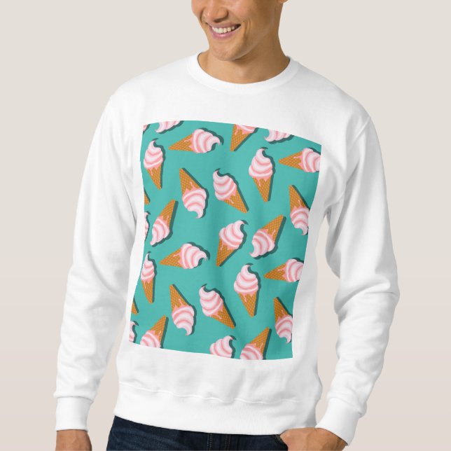 Waffelcones Eis und gefrorenes Jogurt-Muster Sweatshirt (Vorderseite)