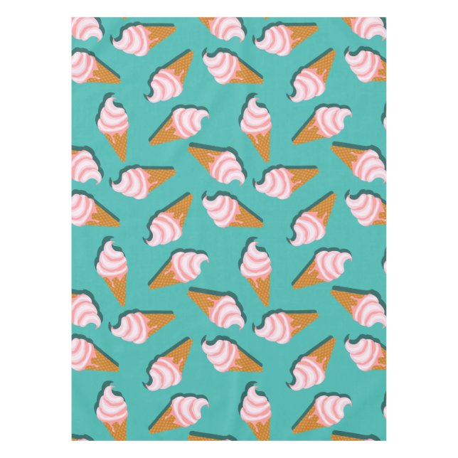 Waffelcones Eis und gefrorenes Jogurt-Muster Tischdecke (Vorderseite)