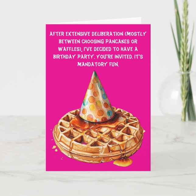 Waffelgefühlte Satirische Geburtstagsbash Einladung (Vorderseite)