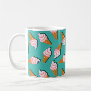Waffelhörnchen Eiscreme und Frozen Yogurt Muster Kaffeetasse
