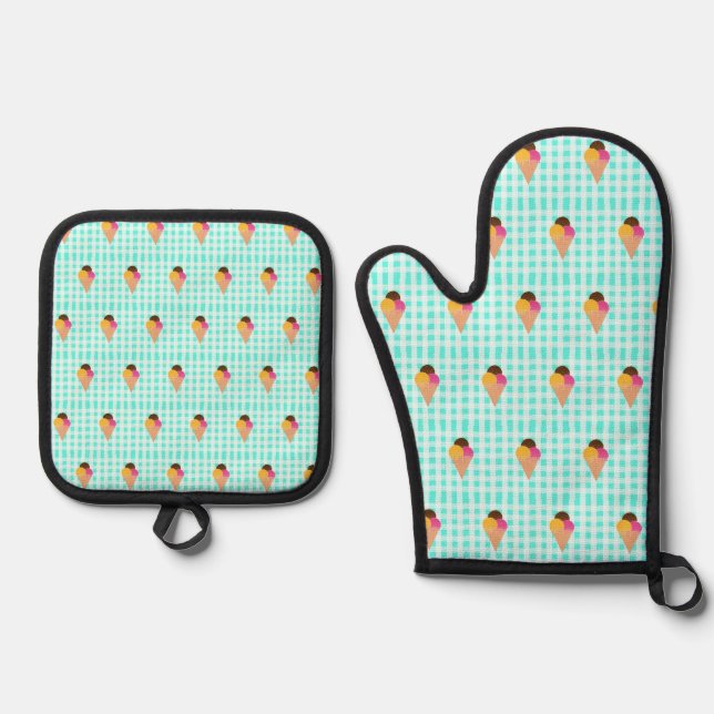 Waffelkegel Ofenhandschuh & Topflappen-Set (Vorderseite)