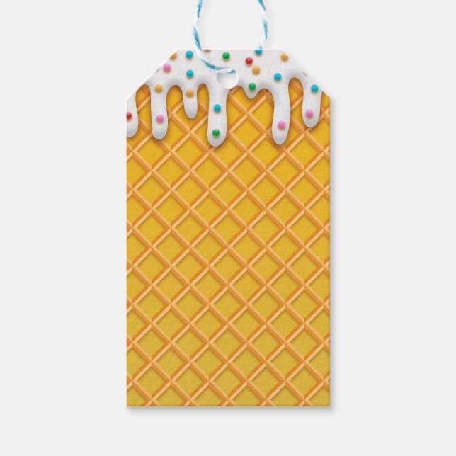 Waffelkone aus Eiscreme mit Sprinklen Geschenkanhänger (Vorderseite)
