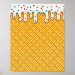 Waffelkone aus Eiscreme mit Sprinklen Poster