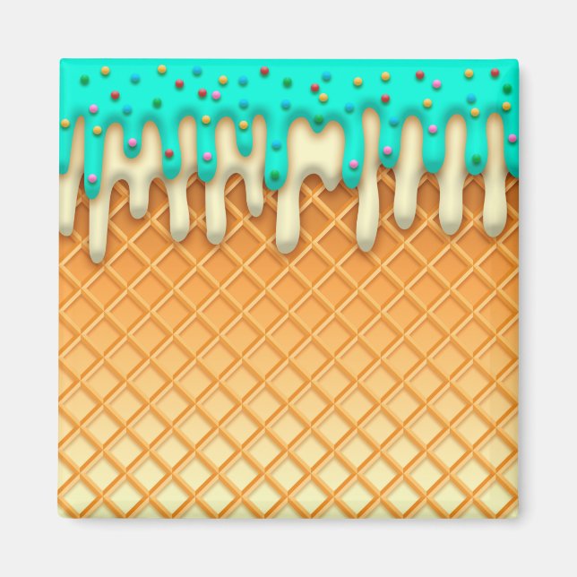 Waffelkone mit Sprinklen aus Eis, Tropfen Magnet (Vorne)