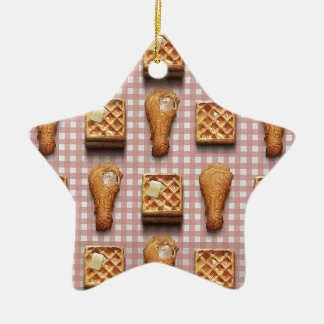 Waffeln aus Gingham Keramikornament (Vorne)