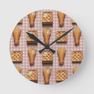 Waffeln aus Gingham Runde Wanduhr