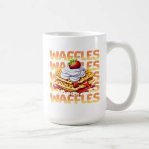Waffeln, bedeckt in Erdbeeren Kaffeetasse