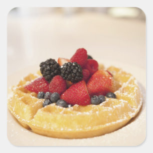Waffeln, frisch quadratischer aufkleber