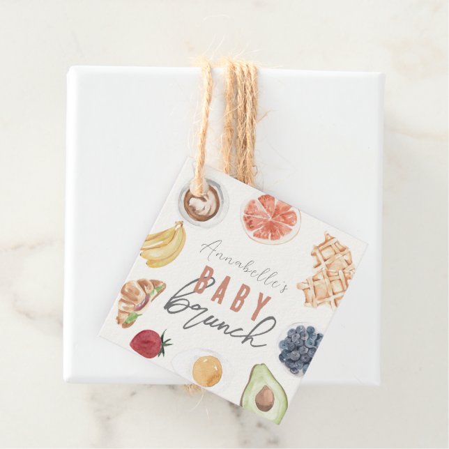 Waffeln Kaffee Frucht Wasserfarbe Babybrunch Geschenkanhänger (Beispiel)