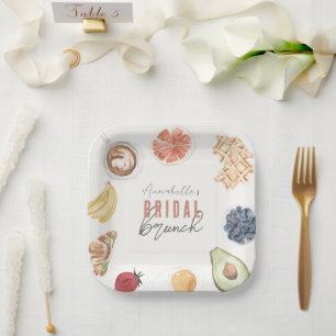 Waffeln Kaffee Obst Wasserfarbe Bridal Brunch Pappteller