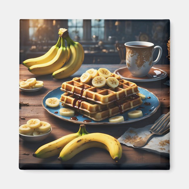 Waffeln mit Bananen Magnet (Vorne)