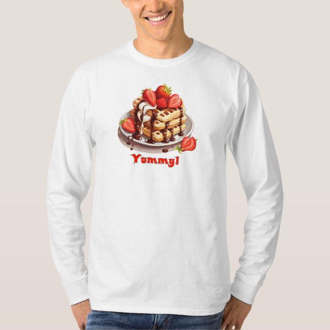 Waffeln mit Schokolade und Erdbeeren T-Shirt (Vorderseite)